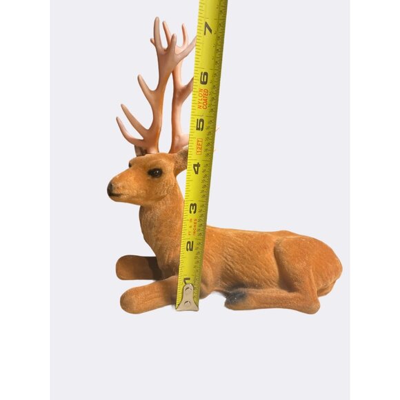 Flocked Deer and Fawn Figurine Set Of 3 Vintage - Picture 6 of 9